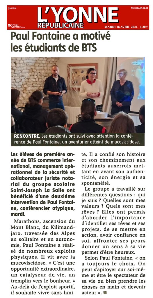 Paul Fontaine a motivé des étudiants de BTS SaintJoseph Auxerre